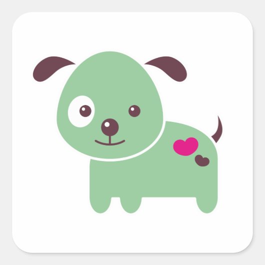 Kawaii-Welpe Quadratischer Aufkleber (Vorderseite)