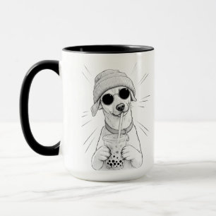 Kawaii-Welpen-Boba-Tea-Illustration Tasse