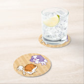 Kawaii-Welpen, Japanischer Chin Runder Pappuntersetzer (Vor Ort)