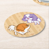 Kawaii-Welpen, Japanischer Chin Runder Pappuntersetzer (Angewinkelt)