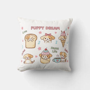 Kawaii Welppy Dream Illustration   Niedlicher Cart Kissen