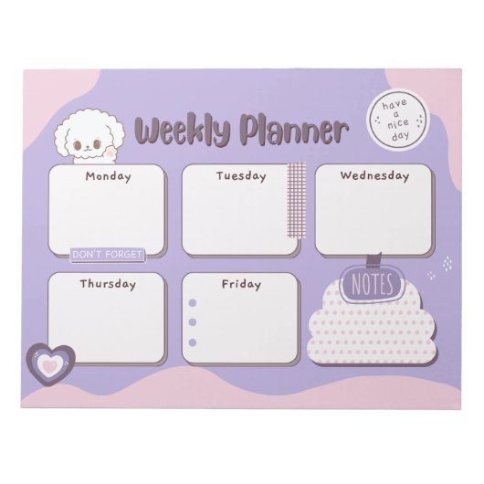 Kawaii Welppy Weekly Planner Notepad Notizblock (Vorderseite)