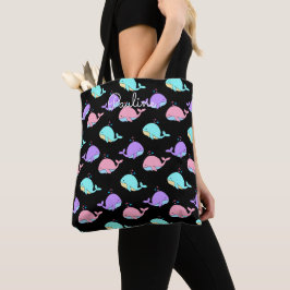 Kawaii Whale-Muster für individuelles Schwarz Tasche