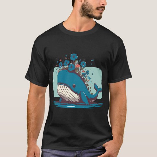 Kawaii Whale und Petunias Garden T - Shirt (Vorderseite)