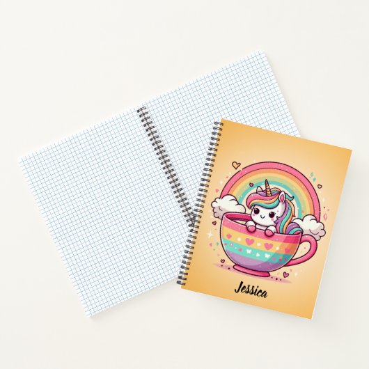Kawaii Whimsical Rainbow Unicorn-Notebook Notizblock (Innenseite)