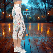 Kawaii Whimsical Winter Animals Muster Capri Leggings
