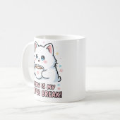 Kawaii White Cat Coffee Mug Kaffeetasse (Vorderseite Links)