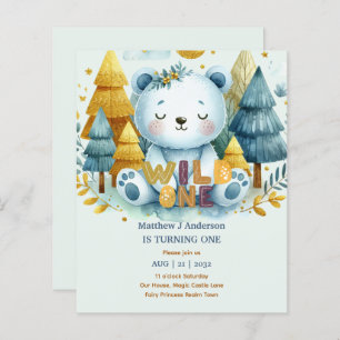 Kawaii WILD ONE 1. Geburtstag Boys BEAR Woodland