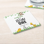 Kawaii Wild One Birthday Safari Jungle Animals Rechteckiger Pappuntersetzer (angewinkelt)