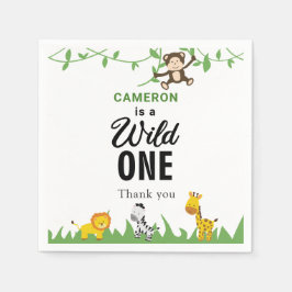 Kawaii Wild One Birthday Safari Jungle Animals Serviette