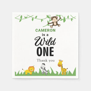 Kawaii Wild One Birthday Safari Jungle Animals Serviette