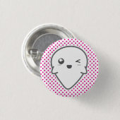 Kawaii Winking Ghost Button (Vorne & Hinten)