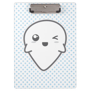 Kawaii Winking Ghost Clip Board Klemmbrett