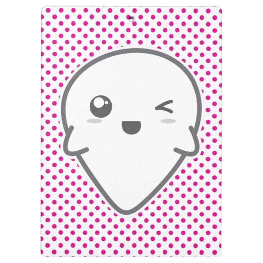 Kawaii Winking Ghost Clip Board Klemmbrett (Rückseite)