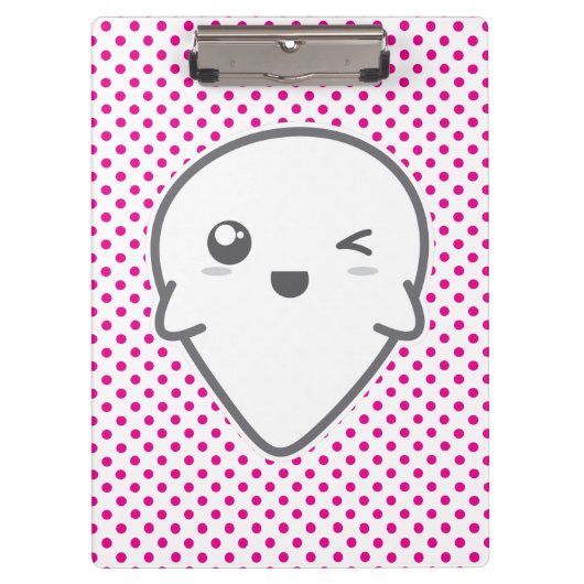 Kawaii Winking Ghost Clip Board Klemmbrett (Vorderseite)