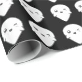 Kawaii Winking Ghost Gift Wrap Geschenkpapier (Rolleneckpunkt)