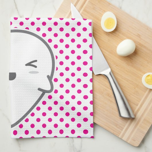 Kawaii Winking Ghost Küchentuch (Viertel Falte)