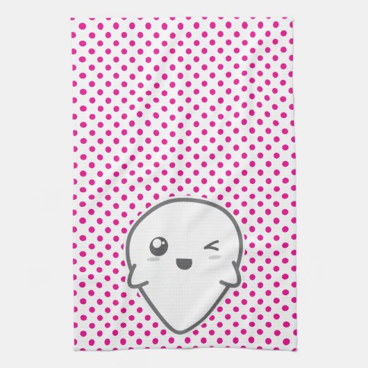 Kawaii Winking Ghost Küchentuch (Vertikal)