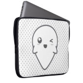 Kawaii Winking Ghost Laptop Sleeve (Vorne Rechts)