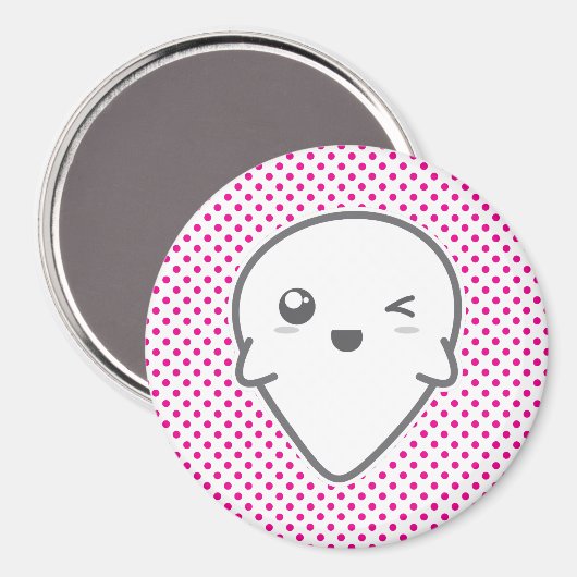 Kawaii Winking Ghost Magnet (Vorderseite/Rückseite)
