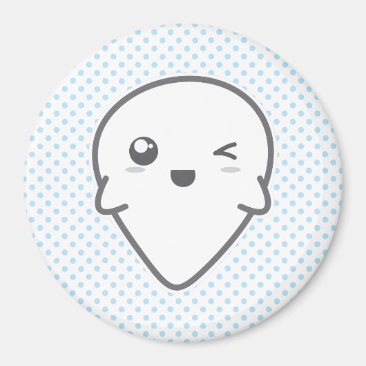 Kawaii Winking Ghost Magnet (Vorne)