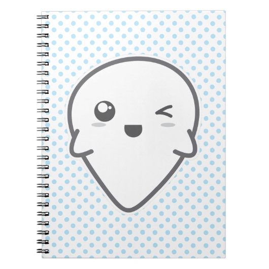 Kawaii Winking Ghost Notebook Notizblock (Vorderseite)
