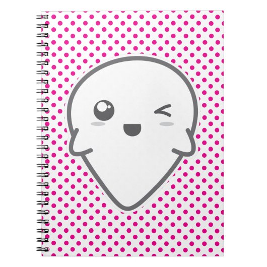 Kawaii Winking Ghost Notebook Notizblock (Vorderseite)