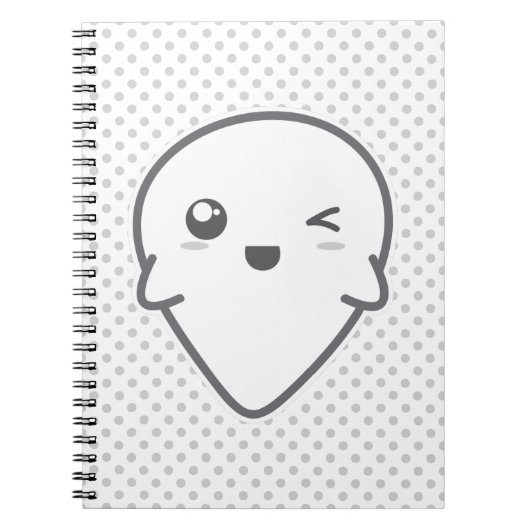 Kawaii Winking Ghost Notebook Notizblock (Vorderseite)