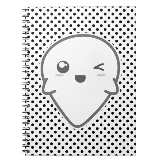 Kawaii Winking Ghost Notebook Notizblock (Vorderseite)