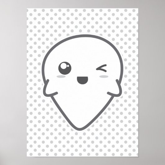 Kawaii Winking Ghost Poster Print (Vorne)