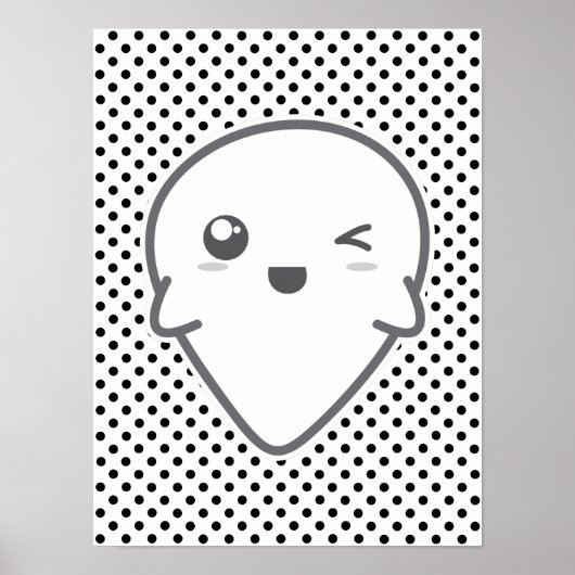 Kawaii Winking Ghost Poster Print (Vorne)