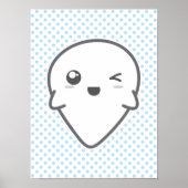 Kawaii Winking Ghost Poster Print (Vorne)