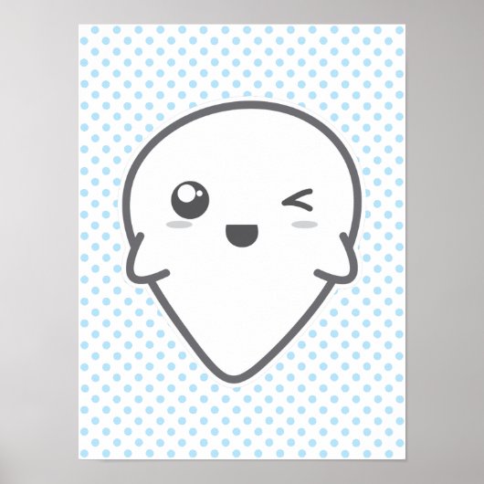 Kawaii Winking Ghost Poster Print (Vorne)