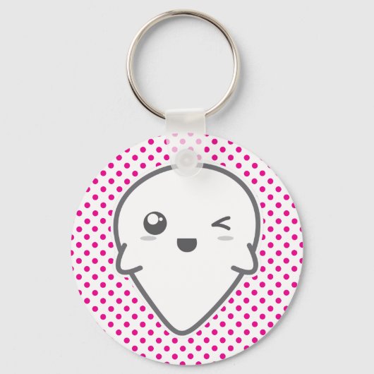 Kawaii Winking Ghost Schlüsselanhänger (Vorderseite)
