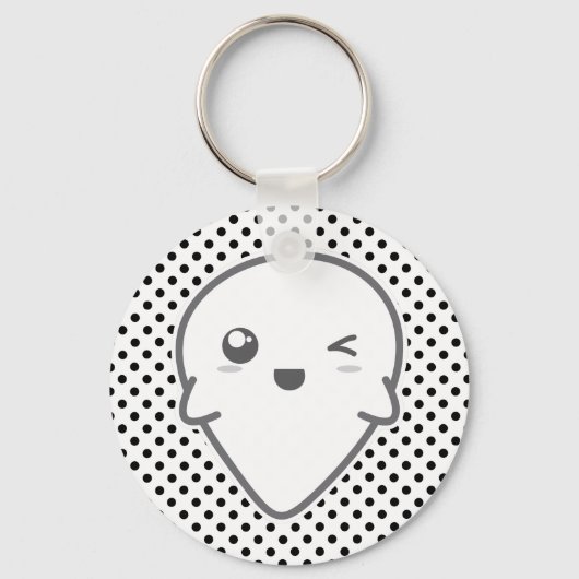Kawaii Winking Ghost Schlüsselanhänger (Vorderseite)