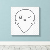 Kawaii Winking Ghost Wrapped Canvas Leinwanddruck (Insitu (Holzboden))