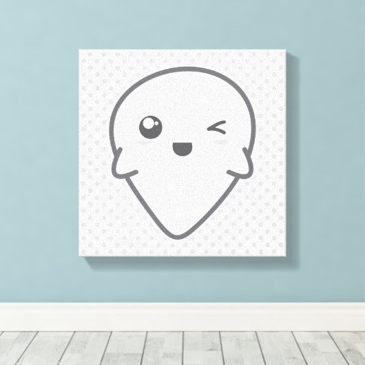 Kawaii Winking Ghost Wrapped Canvas Leinwanddruck (Insitu (Holzboden))