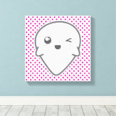 Kawaii Winking Ghost Wrapped Canvas Leinwanddruck (Insitu (Holzboden))