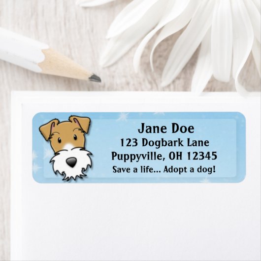Kawaii Wire Fox Terrier Address Labels (Insitu)