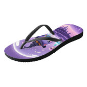 Kawaii Witch Snow Globe Flip Flops Badesandalen (Schrägansicht)