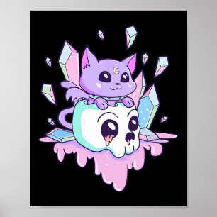 Kawaii Witchy Cat Niedlich Pastel Goth Creepy Cats Poster