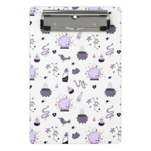 Kawaii Witchy Pattern Mini Klemmbrett