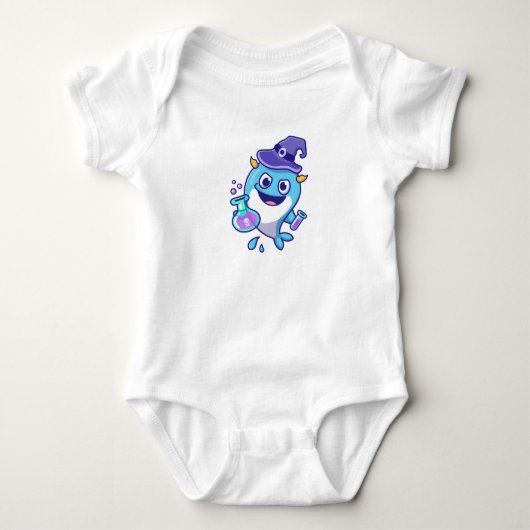 Kawaii Wizard Whale Potion Science Design Baby Strampler (Vorderseite)