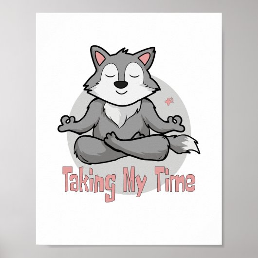 Kawaii-Wolf, der Yoga-Posen für Meditation durchfü Poster (Vorne)