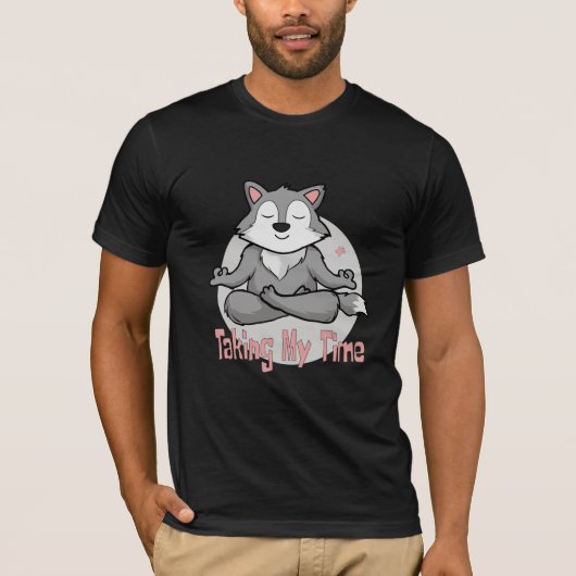Kawaii-Wolf, der Yoga-Posen für Meditation durchfü T-Shirt (Vorderseite)
