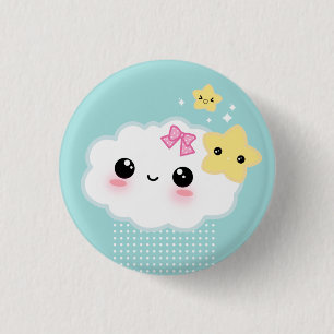 Kawaii Wolke und niedliche Sterne Button