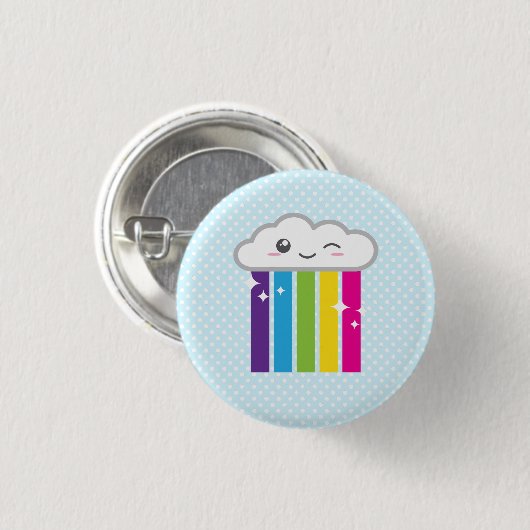 Kawaii Wolke und Regenbogen-Knopf Button (Vorne & Hinten)