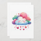 Kawaii-Wolken Einladung (Vorne/Hinten)