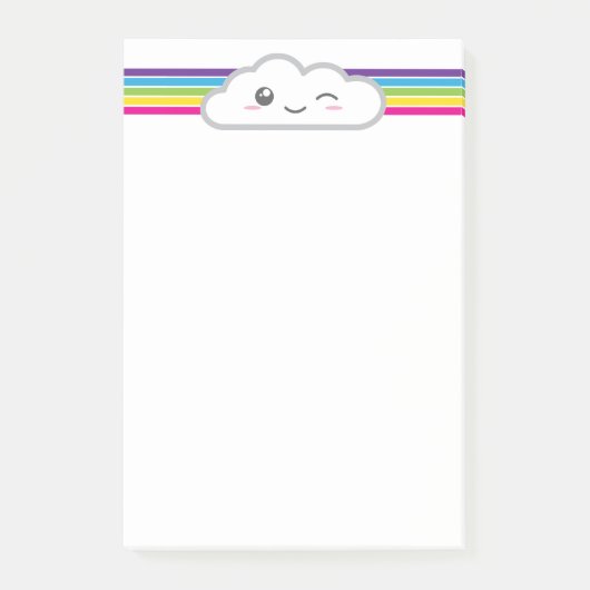 Kawaii Wolken-und Regenbogen-Mitteilungskarten Post-it Klebezettel (Vorderseite)