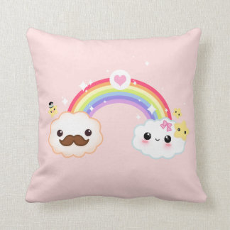Kawaii Wolkenpaare mit Regenbogen und Sternen Kissen